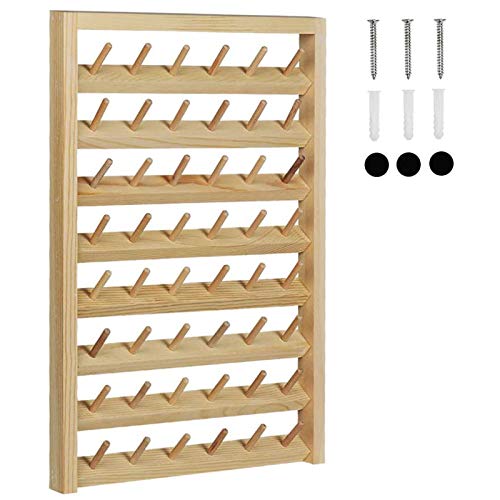 48-Spool Sewing Thread Rack, Wall-Mounted Wooden Organizer for Quilting