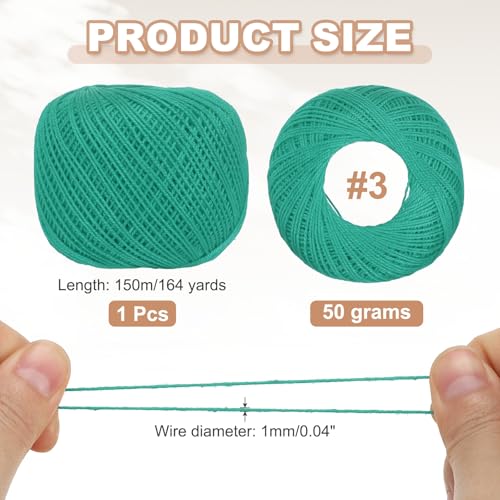 MECCANIXITY Crochet Thread Pearl Cotton Size 3 Forest Green Pearl 164 Yards for Crocheting Tatting Knitting Embroidery Sewing - color: Forest Green
