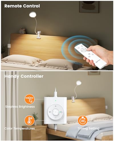 Glocusent 5W Desk Lamp with Remote, 3 Colors & 5 Brightness Reading Lights - color: White with Remote