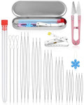 FIVEIZERO 21 Pieces Beading Needles Set, 6 Sizes Seed Beads Needles Big Eye, Collapsible Beading Needles Set for Jewelry Making - color: Sliver-21PCS