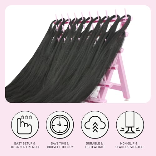 Laflare Braid Rack 60 Spools, PP Braiding Hair Stand, Thread Rack, Sewing Organizer, Quilting, Embroidery - Versatile Extension Holder (Pink) - color: 2. Pink