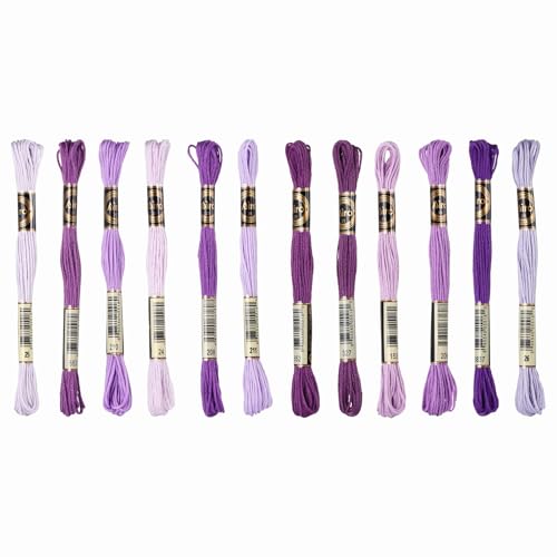 PATIKIL 12 Skeins Embroidery Floss Polyester Embroidery String Light Purple - color: Light Purple