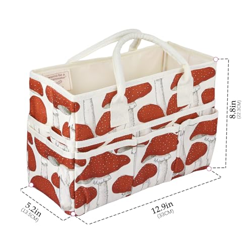 Craft Organizer Tote Bag with Multiple Pockets,Scrapbooking Art Storage - color: red mushroom