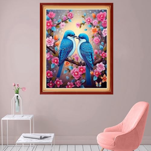Foxhool Stamped Cross Stitch Kits,11CT Printed Cross Stitch Pattern Full Embroidery Kits for Beginner Needlepoint Kits-Pink Flower Bird 16x20 inch - color: Craftpatterns07