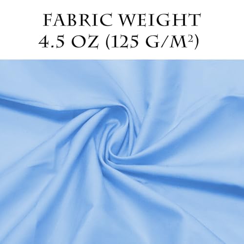 Sky Blue Cotton Fabric 3 Yards, 100% Natural Cotton Poplin Fabric by The Yard, 59 Inches Wide Lining Fabric for Sewing Apparel Cloth Hard-Wearing & High-Density Embroidery Quilting, Sewing Material - color: Sky Blue, size: 3Y