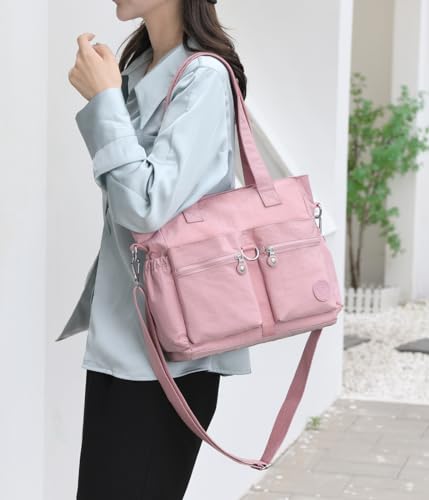 Tote Bag for Women Nylon Purse and Handbags Tote Purse Crossbody Bag Messenger Bag - color: Black