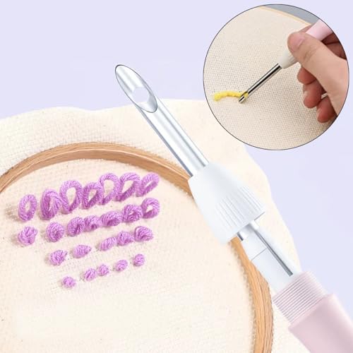 Woohome Punch Needle Kit Included Plastic Hoops, Punch Needle Cloth, Color Yarn and Punch Needle Tools for Adults, Beginners (Beach, Hut, Sunset) - color: Color 14