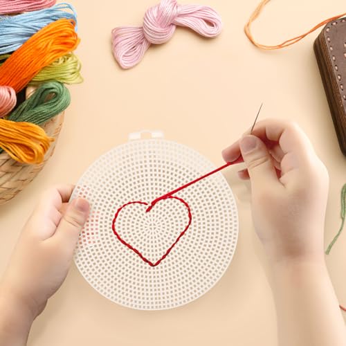 GLEAVI 30Pcs Round Plastic Canvas Sheets: Clear Mesh Canvas Kit for Crochet Bag Bottom, Cross Stitch & Embroidery - 3 Sizes (5.75", 4.5", 3")