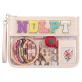 Klyyo Clyro Needlepoint Project Bag Clear Embroidery Sewing Bag Sewing Craft Organizer Storage Chenille Letter Zipper Pouch for Quilting Embroidery Knitting Stitching Cross Stitch Crochet(Cream) - color: Cream