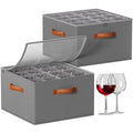Foyego Wine Glass Storage Box, 2 Pack, Gray - color: Gray, size: 15.7"L x 15.7"W x 9.8"H-2 Pack