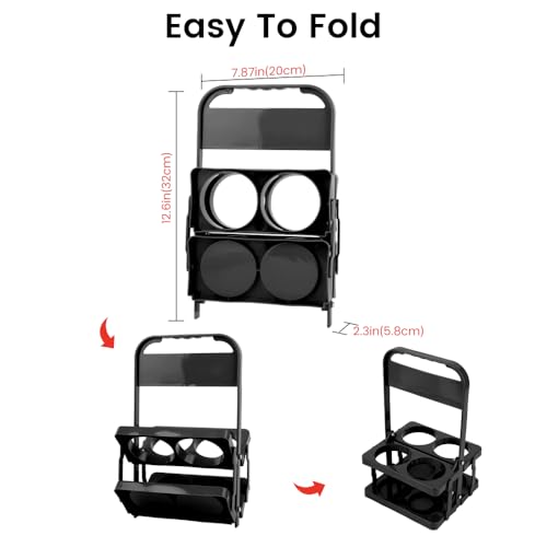 Bodaon 4 Cup Drink Carrier with Handle, Drink Cup Holder for Food Delivery - color: Black, size: 4-Cup