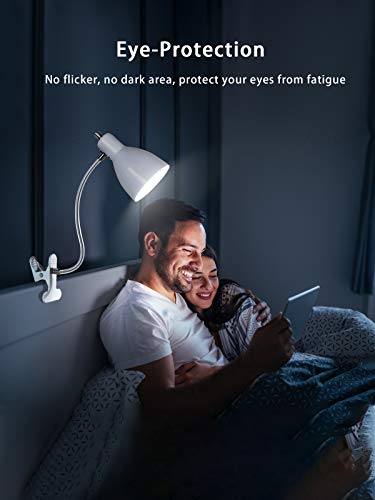 LALISU Desk lamp Eye-Caring Table Lamps, 360°Rotation Gooseneck Clip Lamp - color: White