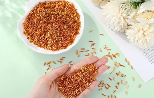 XIANNVXI 3000pcs Orange Glass Bugle Beads - color: Orange