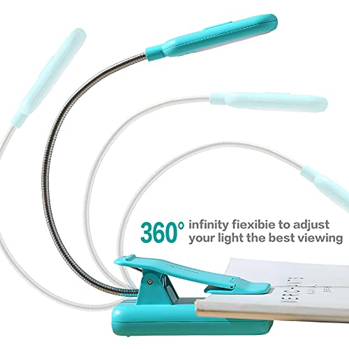 VAVOFO Clip On Rechargeable Reading Light, 7 LEDs with 3 Colortemperature 9 Brightness Levels Book Lights for Reading in Bed with Power Indicator for Bookworms (Blue 2-Pack) - color: Blue+Blue
