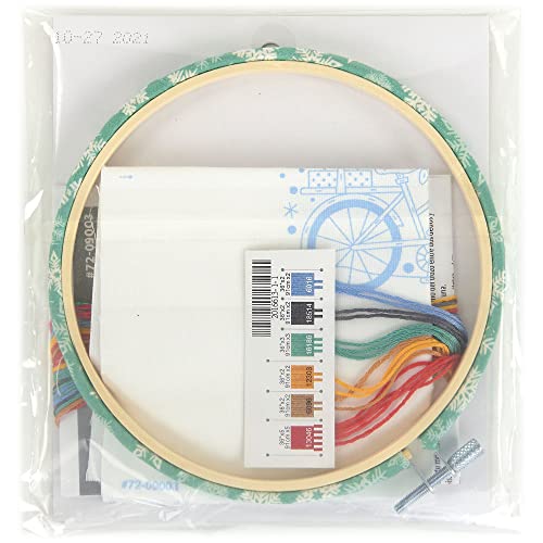 Dimensions Holiday Bicycle Embroidery Kit, 6" D, Multicolor 5 - color: White Printed Fabric,