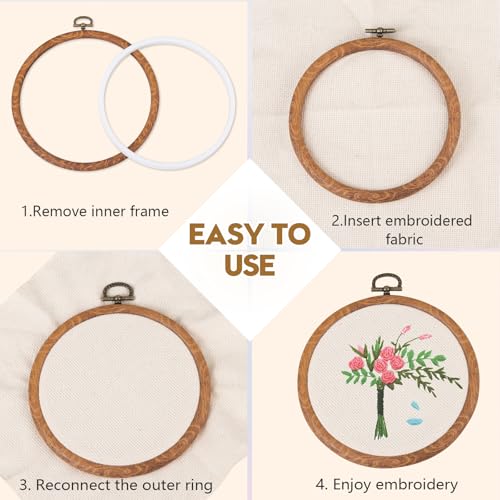 Embroidery&Cross Stitch Frames for Display,6PC Square Embroidery Hoops,Three Sizes Square Frames for Embroidery Perfect for Sewing, Home Decor and Embroidery