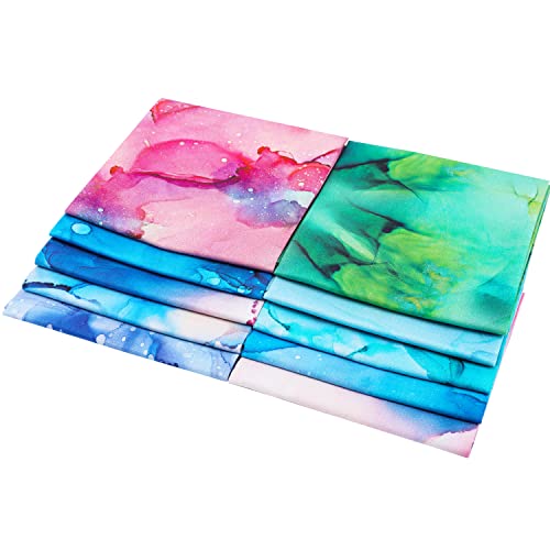 Craftido -25 Options- 100% Cotton Quilting Fabric Bundles 10pcs Fat Quarters 18”x21”-Medium Weight 5.2 oz- Soft Cotton for Quilting, Sewing Project, Patchwork, DIY Crafts - Rainbow Inks - color: Rainbow Inks