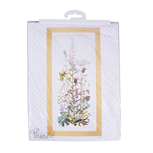 Thea Gouverneur - Counted Cross Stitch Kit - Wild Flowers - Aida - 16 Count - Embroidery Kit for Adults - DMC Embroidery Threads and Other Cross Stitch Supplies Included - 821A - color: 821A Aida