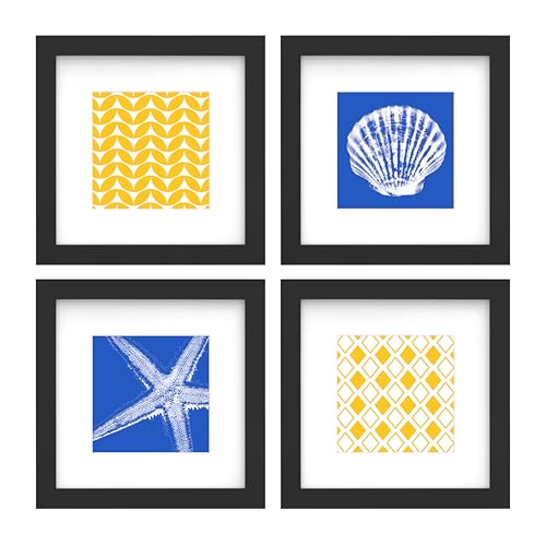 An&He 6x6 Picture Frames Set of 4, Displays 4x4 with Mat or 6x6 Without Mat Photos, Square Collage Wall Decor for Gallery, Tabletop & Wall Decor, Black - color: Black-4, size: 6x6