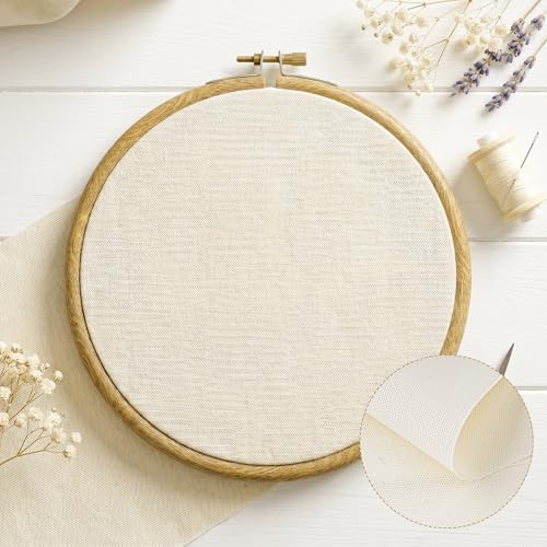 12 PCS Embroidery Fabric Squares Cotton Cloth Beige 6 x 6 Inch - color: Beige, size: 6 x 6 Inch