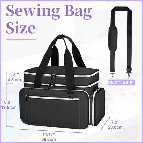 Anitor Sewing Supplies Organizer, Double Layer Sewing Storage Organizer - color: Black, size: Medium