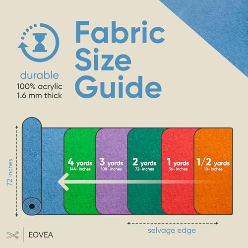 EOVEA | Acrylic Felt Fabric by The Yard | 72" Wide | 1.6mm Thick | Soft & Durable Non-Fraying Felt | for DIY Crafts, Sewing, Upholstery, Costumes & Padding(Baby Blue, 1 Yard) - color: Baby Blue, size: 1 Yard