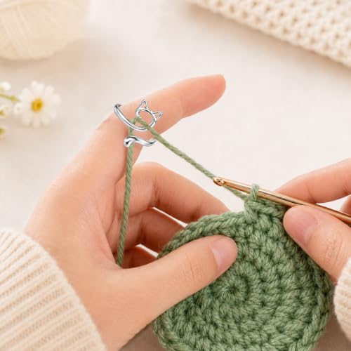 4Pcs Crochet Ring for Finger Adjustable Yarn Tension Ring Knitting Loop Yarn Guide Thimbles Holder Crochet Accessories and Gadgets Gifts for Crocheters Women Mom