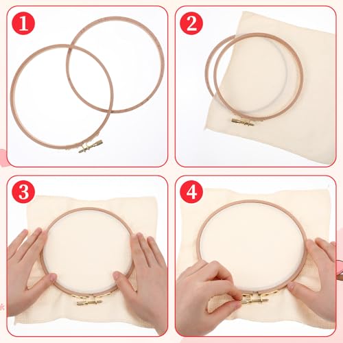 2 Pack 7 Inch Wood Embroidery Hoop, Cross Stitch Supplies, Cross Stitch Hoops Ring, Beech Wooden Embroidery Frames for Art Craft Sewing, DIY Decoration