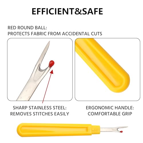 Seam Ripper for Sewing 4-Pc Set, Large and Small Stitch Ripper with Thread Snips, Ergonomic Thread Remover Tool with Metal Thimble for Embroidery, Quilting, Hemming