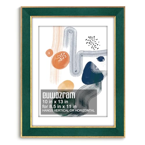 Suede 10x13 Frame - Single Frame, Christmas Elegant Green 10 x 13 Poster Frame with Mat for 8.5 by 11, 10x13 Picture Frames for Artwork, Puzzles, Photos and Movie Posters - color: Green, size: 10" x 13" / 8.5" x 11" mat