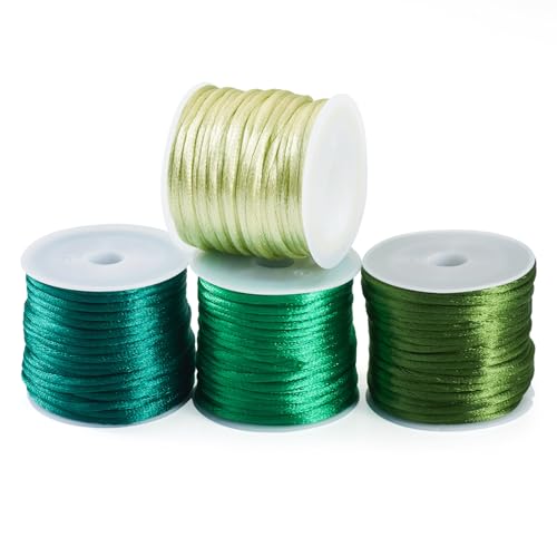 Elecrelive 40 Yards Rattail Satin Cords Green Nylon Beading String - color: Lime Green