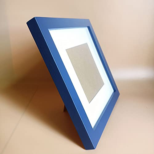 8x8 Picture Frames Blue Solid Wood Frame, Plastic Panel (Film Needs to be Removed) Table or Wall.Front Window Opening 7.5x7.5 inch. - color: Blue, size: 8x8