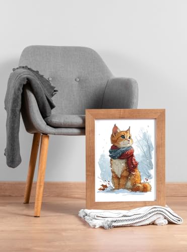 Moohue Stamped Cross Stitch Kits for Adults Animal Cat 14CT Pre Printed Cross Stitch Kits for Beginners (Winter Cute Cat) - color: Winter Cute Cat
