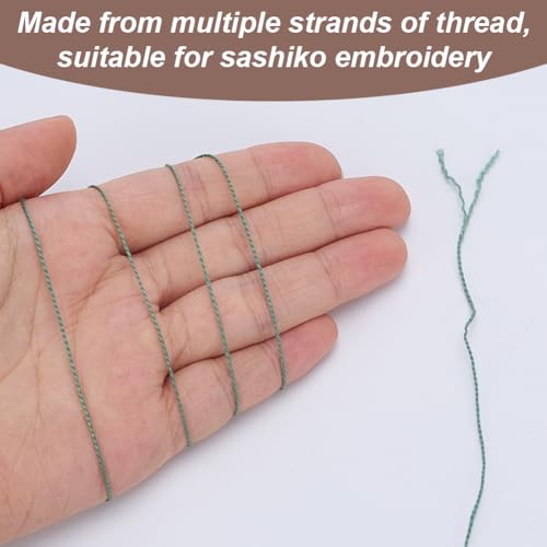 FREEBLOSS 4 Pcs Sashiko Thread Skein 100M * 4 Green Colors - color: Tree Green Theme