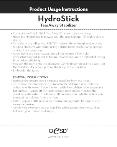 OESD HydroStick Tear Away Embroidery Stabilizer 20" x 5 Yd Roll