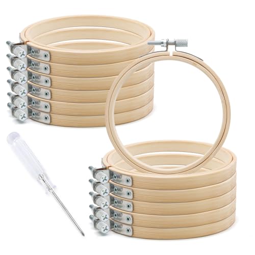 Biaungdo 12 Pieces 4 Inch Round Wood Embroidery Hoops - style: 4 inch