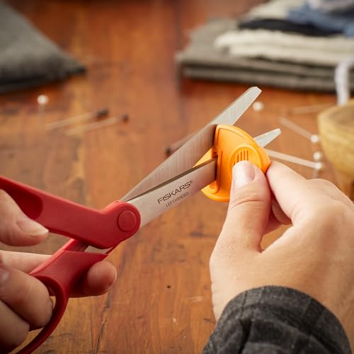 Fiskars Left-Handed Scissors, Precision Cutting for Craft Fabric Paper, Ergonomic Comfort Grip, Stainless Steel, 8", Red (Pack of 12) - style: Left-Handed (Pack of 12)
