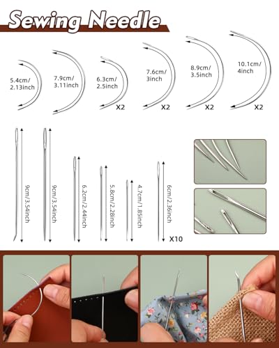 BAGERLA Heavy Duty Sewing Kit, Needle and Thread Kit with Upholstery Thread Needles Sewing Awl Seam Ripper for Car Seats Carpets Shoes Backpacks DIY Crafting