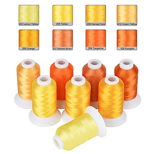 Simthread 8 Shades 550Yds Each 40WT Polyester Embroidery Thread Yellow Set - color: 550YYellowBrother
