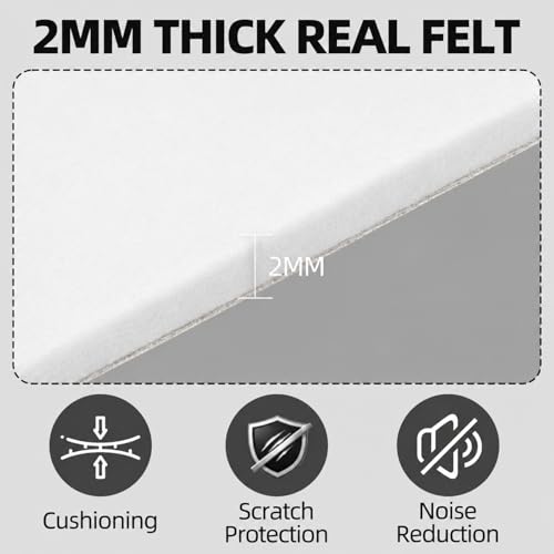 Self Adhesive Felt Sheets, 6PCS 13.4"x10.8" 2mm Thick White - color: White