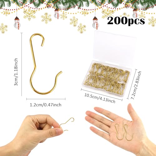 Gold Ornament Hangers - 200 Pack Hooks for Christmas Trees - color: Gold (200 Pcs)