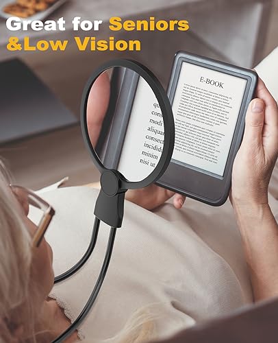 5X Hands-Free Magnifying Glass with Light for Close Work & Cross Stitch - color: Black