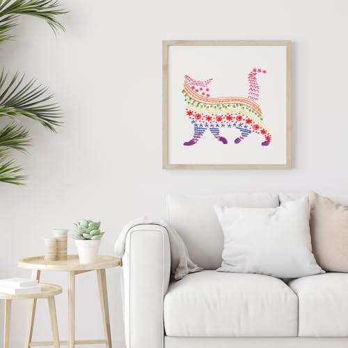 Louise Maelys Cute Cat Embroidery Kit for Beginners Creative Set - color: flower cow