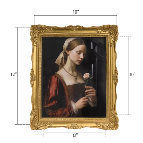 Saysmile Vintage 8x10 Picture Frame Gold, Textured Antique Picture Frames with Embossed Flower Design, Ornate Frame for 8x10 Photo, Resin Antique Frames Tabletop & Wall Hanging, Home Decor - color: Gold, size: 8x10