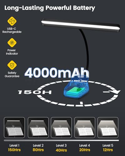 Glocusent 81 LED Music Stand Light, 3 Color & 5 Brightness Piano Lamp - color: Black-Wider Light Bar