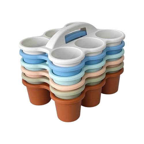 6 Pack Plastic Classroom Caddy Organizer with Handle, 6 Compartment, Boho - color: Boho