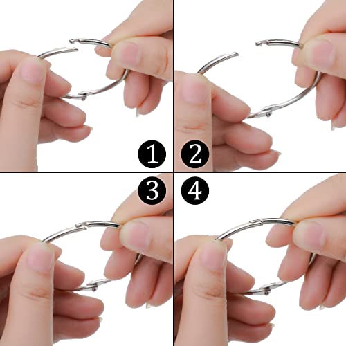 Floss Organizer Bags with 2 Inch Loose Leaf Binder Ring Clips for Index Cards, Embroidery Floss Storage Book Metal Rings for Thread Flash Cards(200 Pcs)