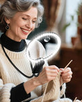 Hands Free Magnifying Glass with Light, 5X 15X Lighted Neck Magnifier for Craft Cross Stitch Needlepoint Needlework Sewing Embroidery Reading, Magnifying Glasses for Close Work, Low Vision Seniors