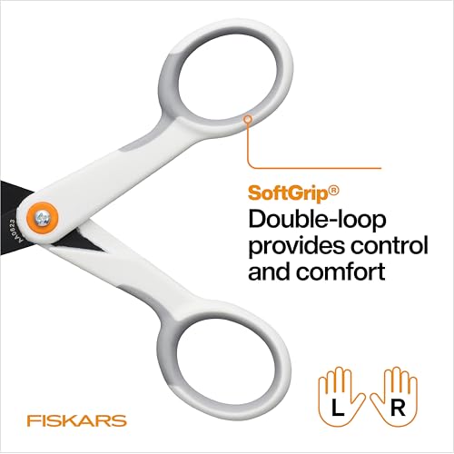 Fiskars 5" Non-Stick Micro-Tip Scissors for Sticky Materials, No. 5, White - size: 5”, style: Non-Stick