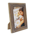 CVHOMEDECO. 4x6 Picture Frame Made of Solid Wood High Definition Glass Rustic Antique Designs Small Photo Frame for Tabletop Display and Wall Mounting, Distress Brown - color: Distress Brown B, size: 4" X 6"